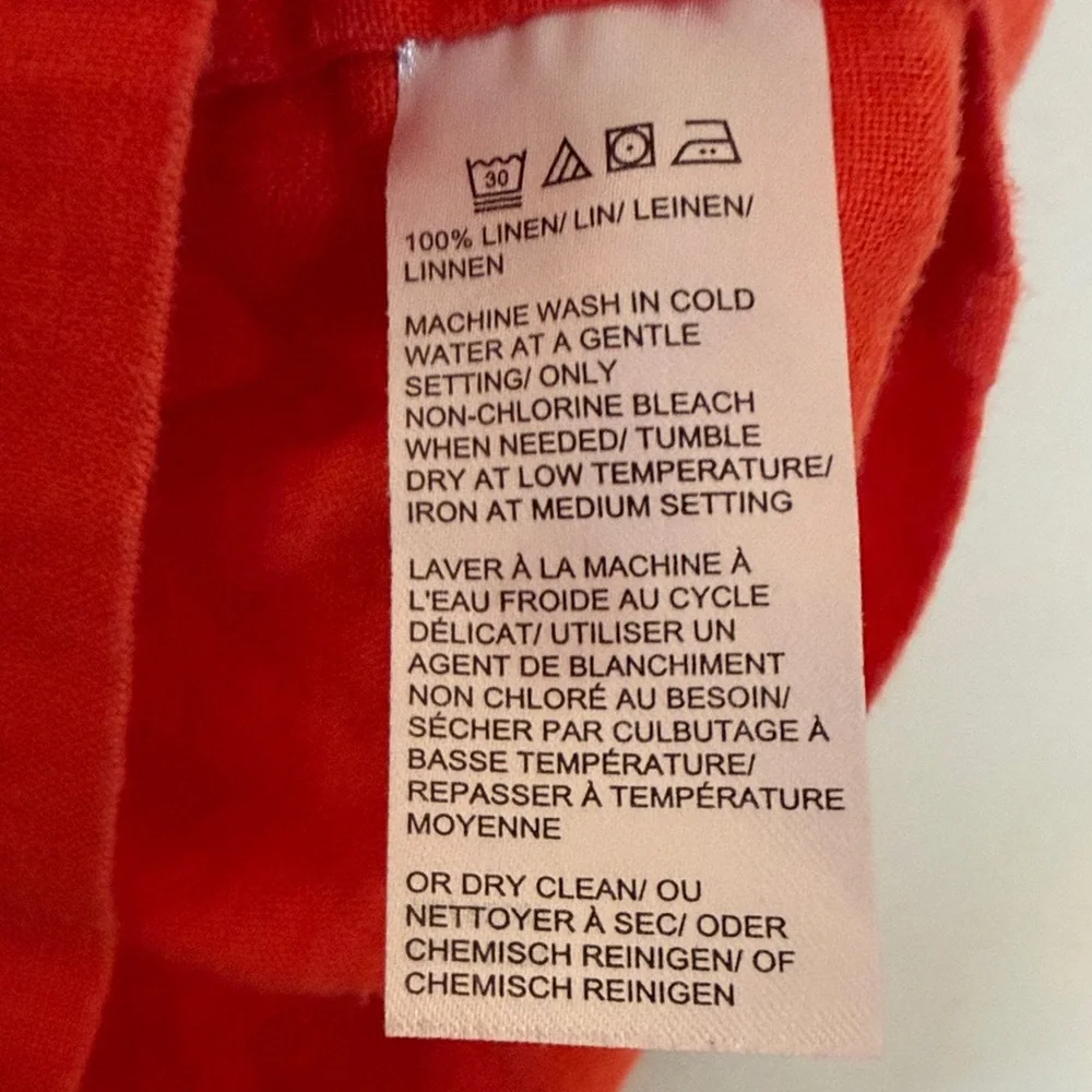 Pure Navy Linen Wrap-Style Orange Blouse - Picture 6 of 7